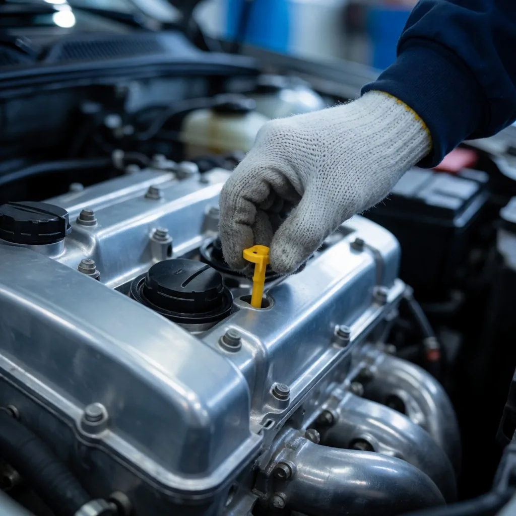 Detalle de motor en inspección profesional