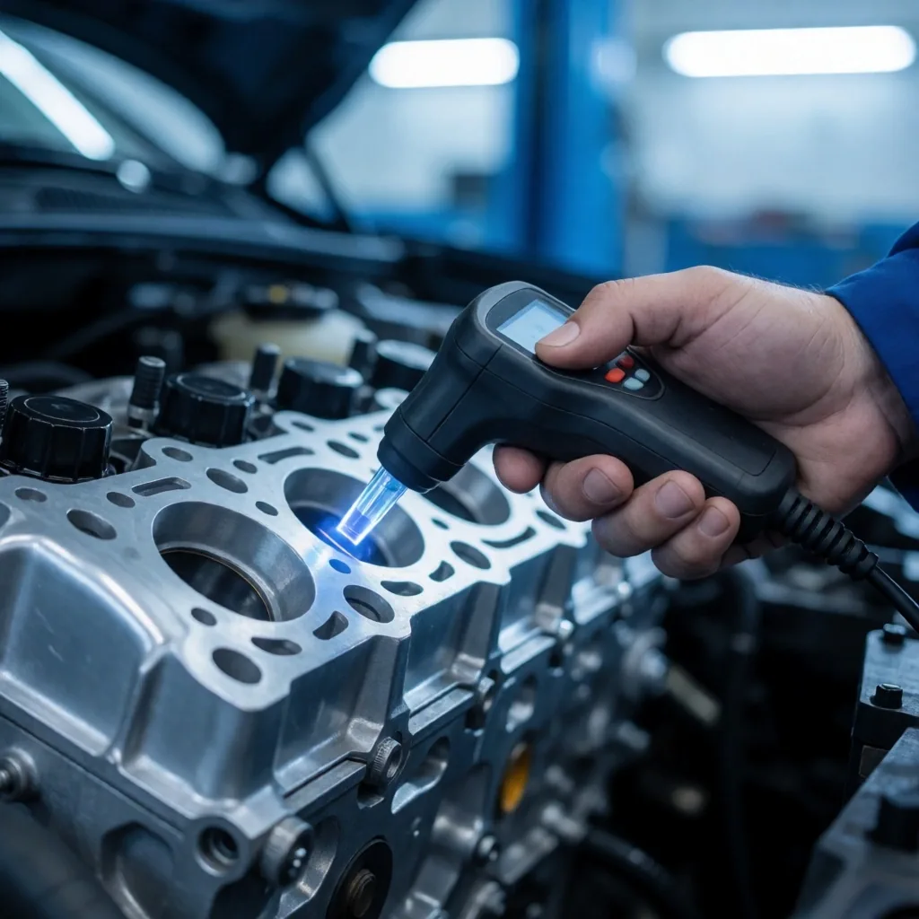 Detalle de motor en taller profesional